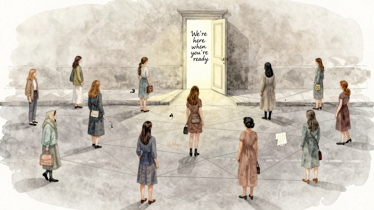 Invisible connections link women across Paris, symbolizing support, safety, and silent solidarity.